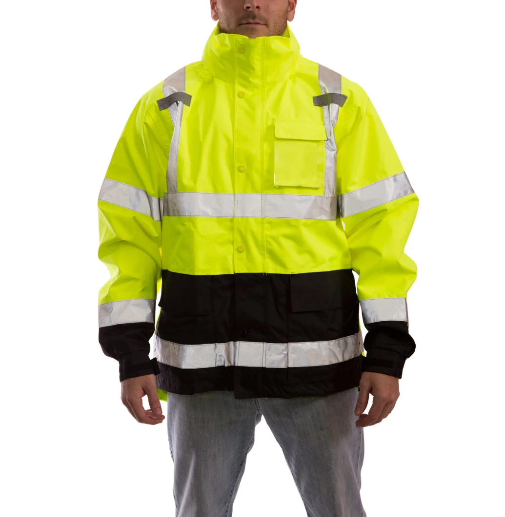 Icon High Visibility Waterproof Jacket, ANSI 107 Class Three, Lime Denier Fabric, Medium Size