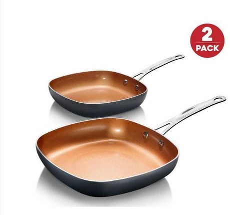 Square Shallow Fry Pans, Non-Stick Surface, 2-Pc. Set, As Seen On TV