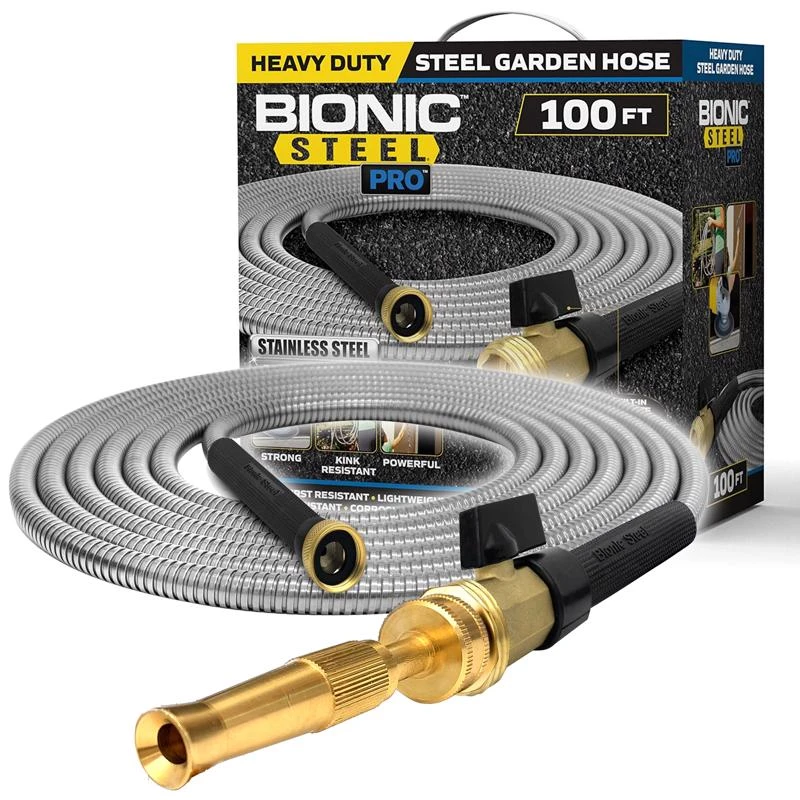 Pro 5/8 In. Dia. X 100 Ft. L. Heavy-duty Stainless Steel Garden Hose