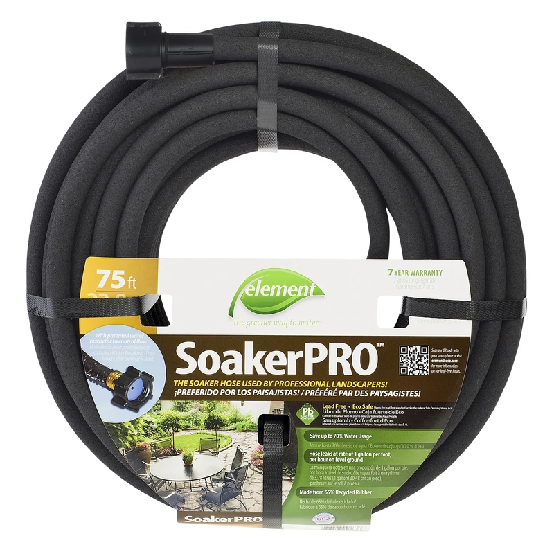Element Soaker Hose 3/8 Inch Diameter by 75 Feet Length for Efficient Watering