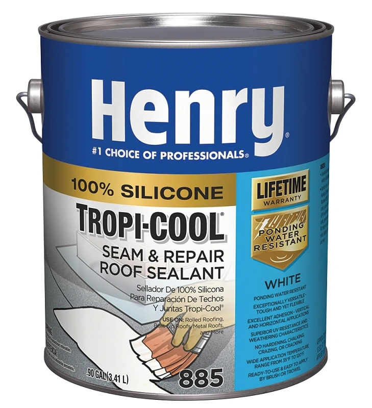 885 Tropi-cool 100% Silicone Seam And Repair Roof Sealant, 0.90 Gallon