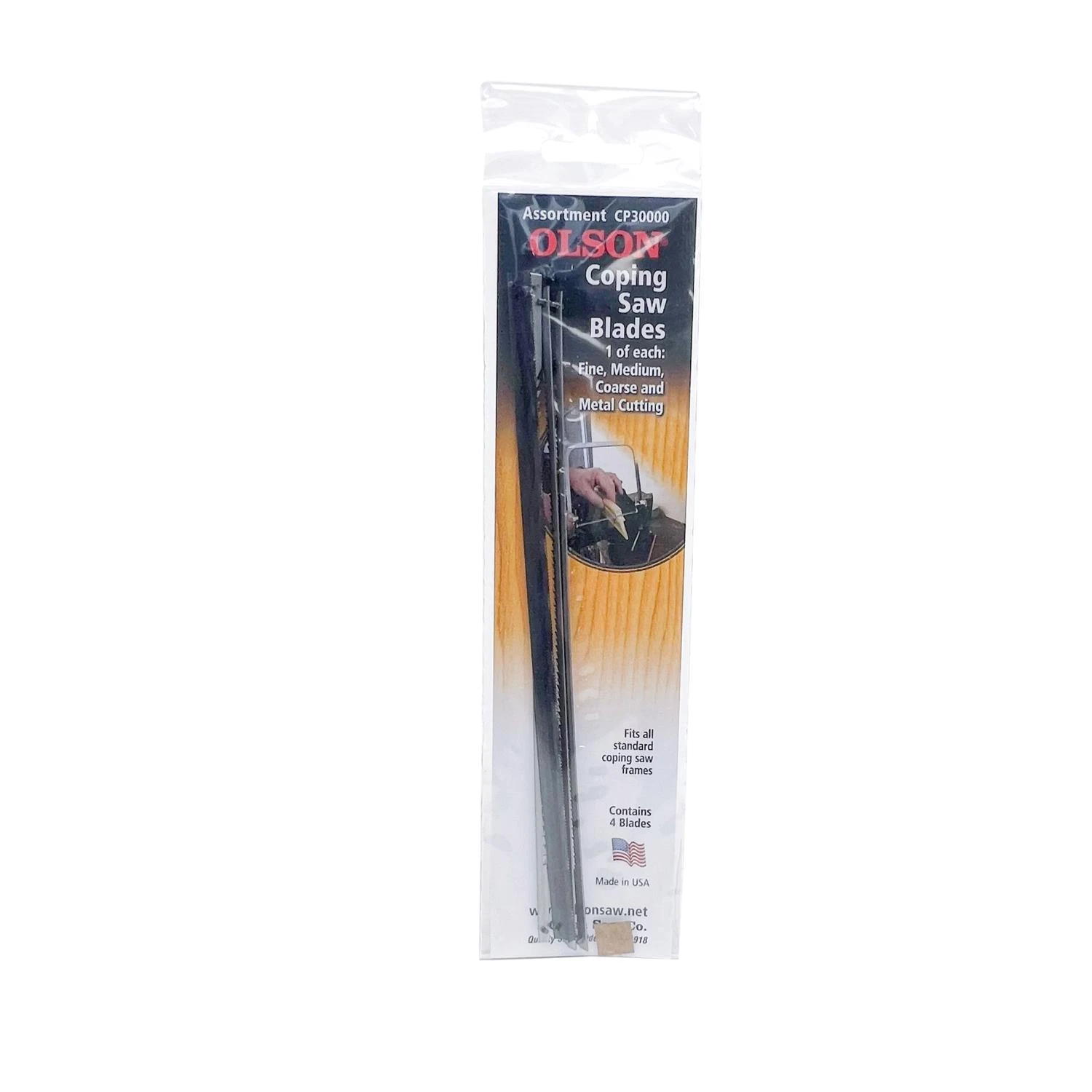 Olson 6-1/2 In. Coping Saw Blade Assortment (4-pack) - Carbon Steel, 6 Tpi, Pinned