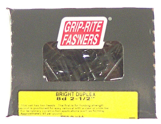 8d 2-1/4 In. Duplex Bright Steel Nail Double Head 1 Lb Box