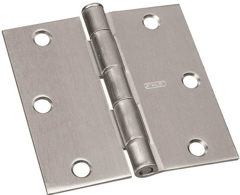 Stanley Hardware S750-244 Square Corner Door Hinge, 45 lb Weight Capacity, Steel, Satin Nickel