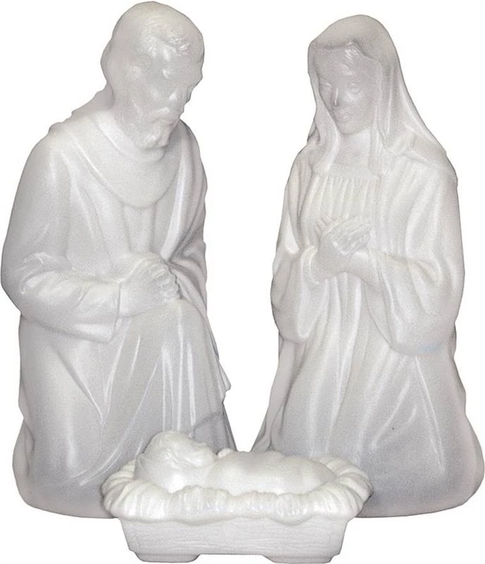 28 Inch Outdoor Lighted Plastic Holy Family Nativity Set With Marble Look