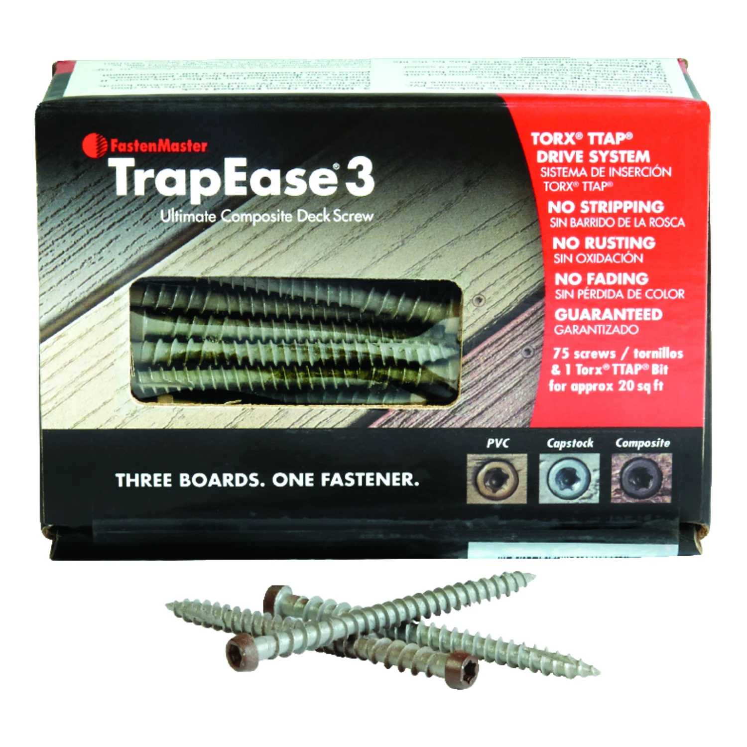 Trapease 3 No. 10 X 2-1/2 In. L Madeira Torx Ttap Flat Head Composite Deck Screws