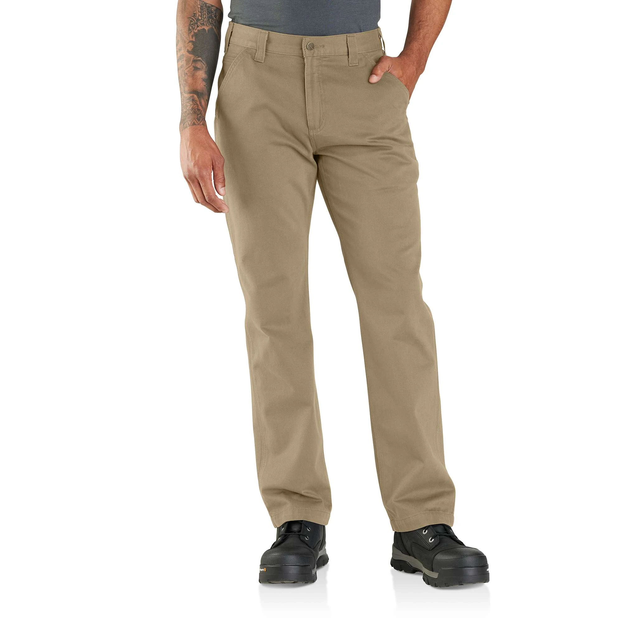 Men's Relaxed Fit Twill Utility Work Pant - Dark Khaki - W32