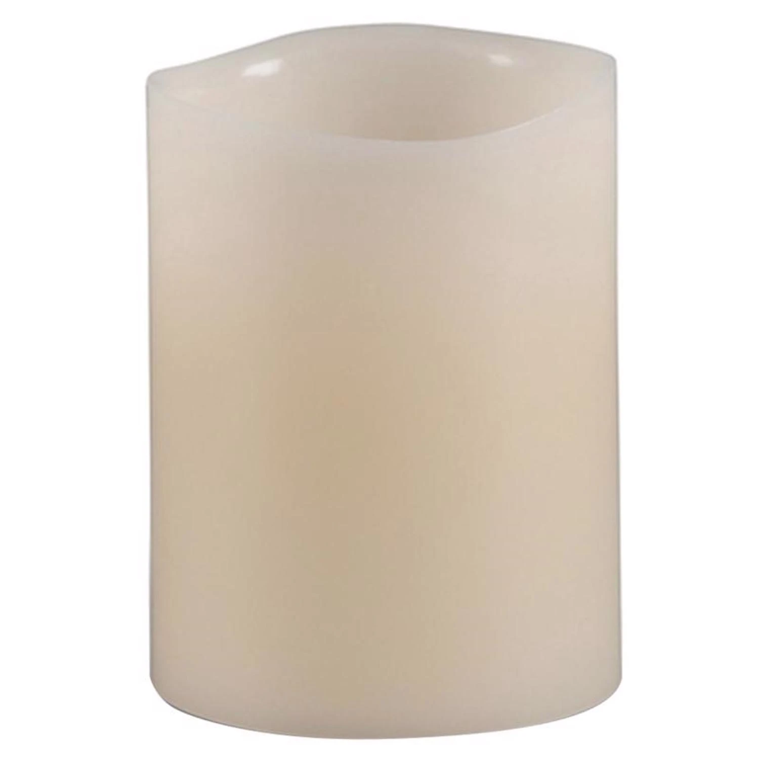 Bisque Vanilla Scent Wavy Edge Flameless Flickering Candle 3" X 4"