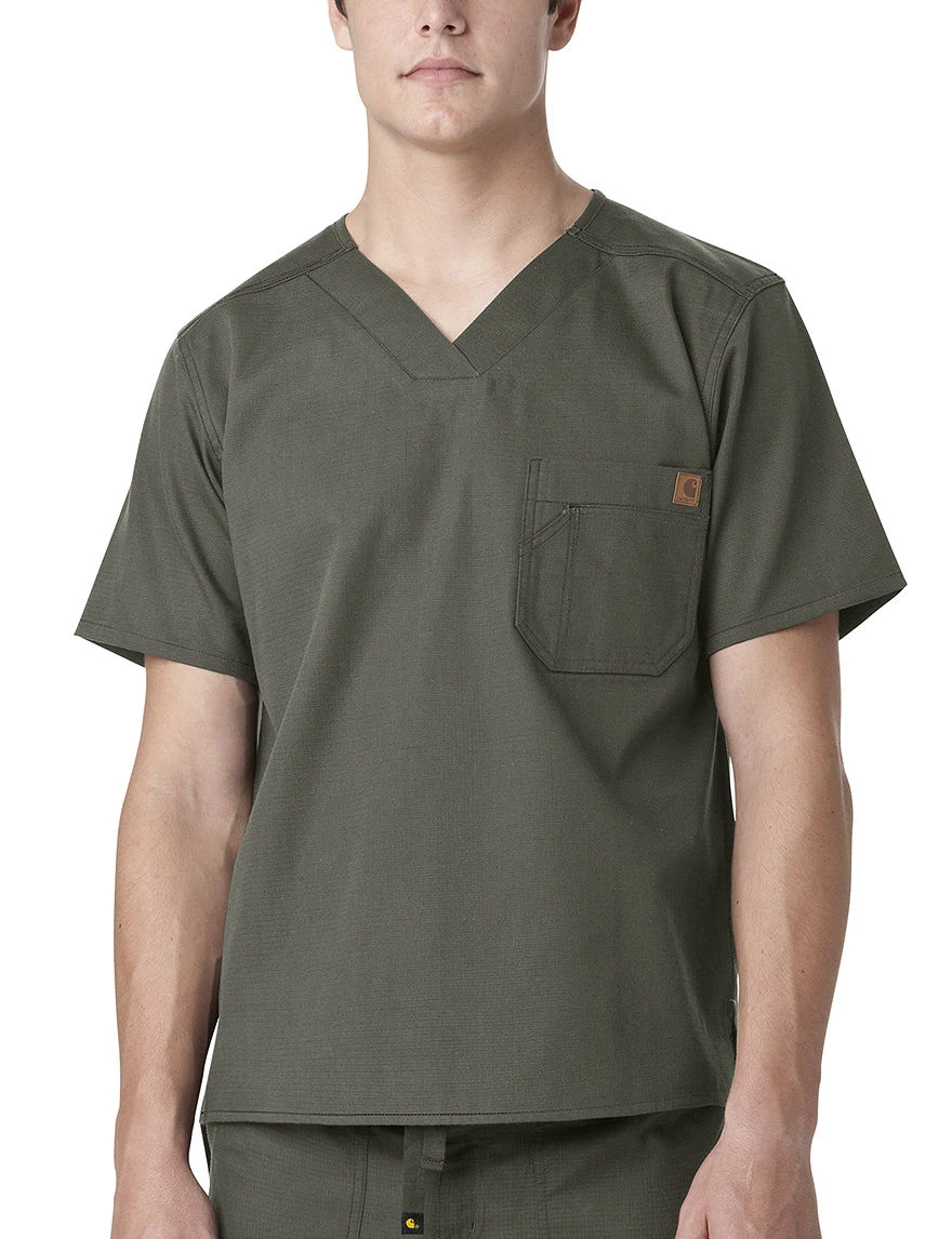 Men's Solid Ripstop Utility Scrub Top In Olive, Size Large