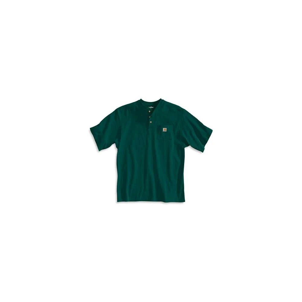 Men's Regular Xx Large Hunter Green Cotton Short-sleeve Workwear Henley T-shirt