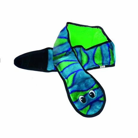 Invincibles Large Blue & Green Snake Dog Toy With 6 Squeakers