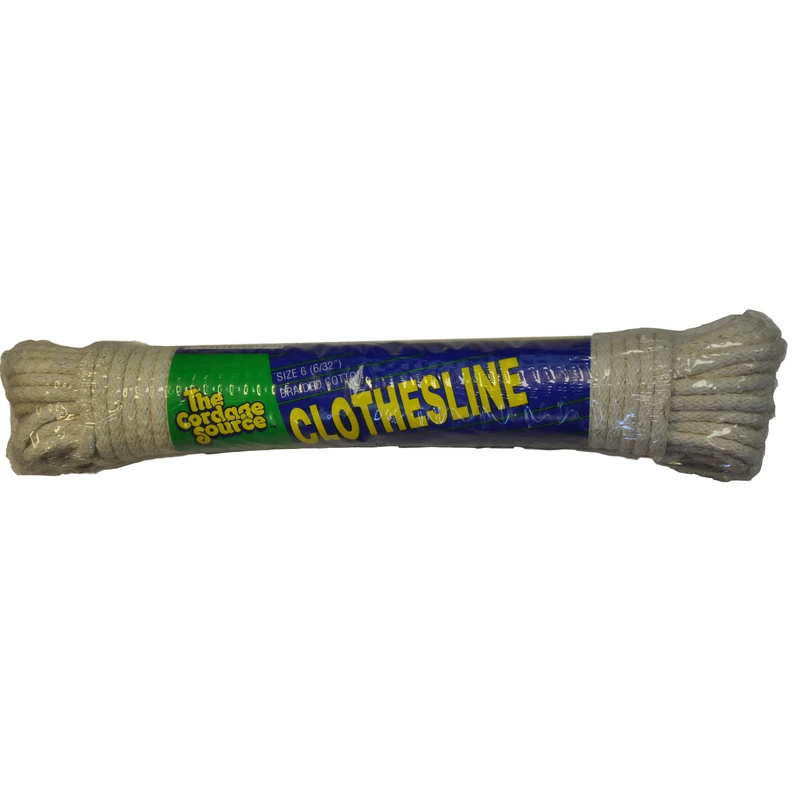 3/16 In. Diameter X 50 Ft. Length White Braided Cotton Clothesline Rope