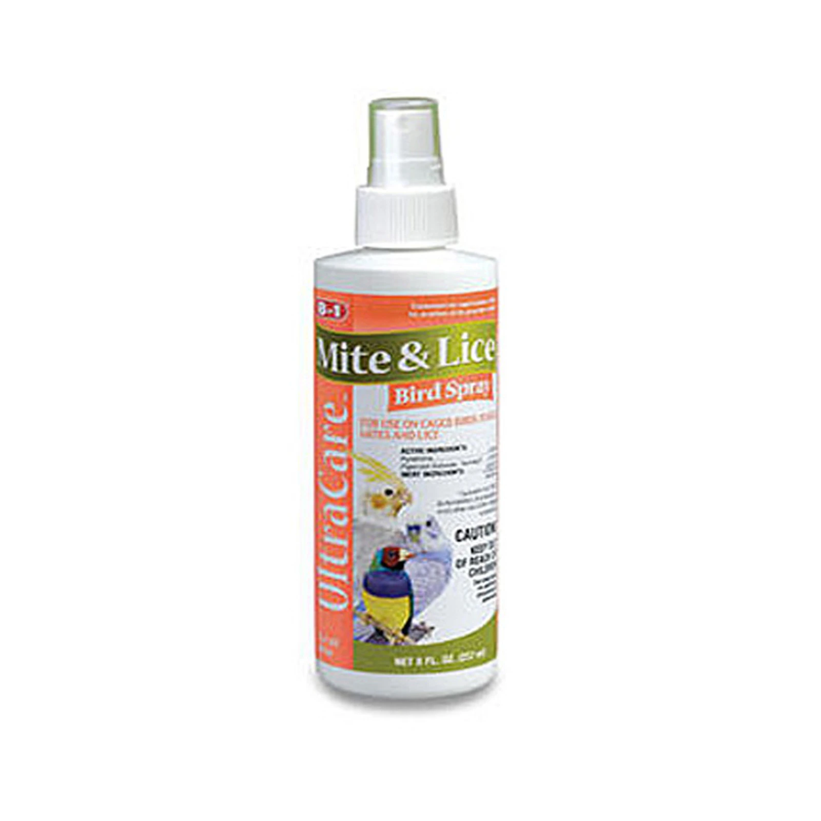 Ultra Care Mite & Lice Bird Spray, 8 Ounces - For All Caged Birds