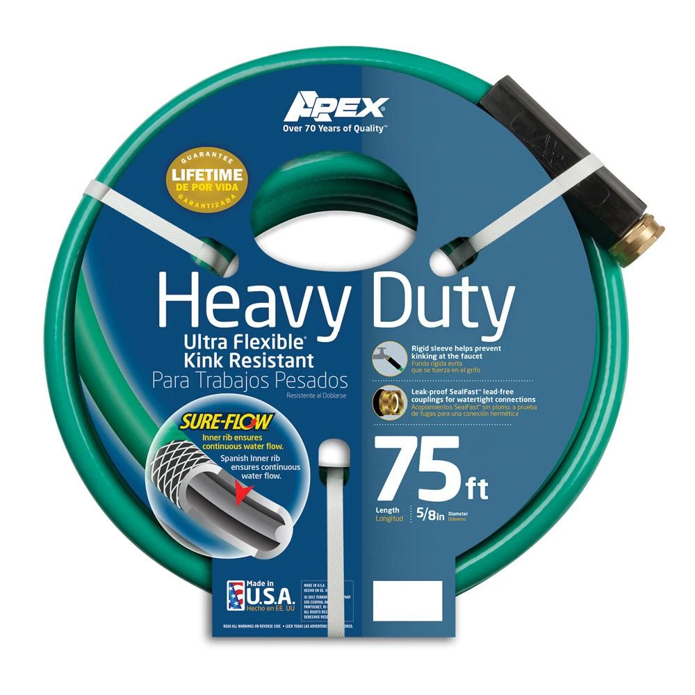 5/8 Inch Diameter X 75 Feet Heavy Duty Garden Hose - Ultra Flexible And Kink Resistant
