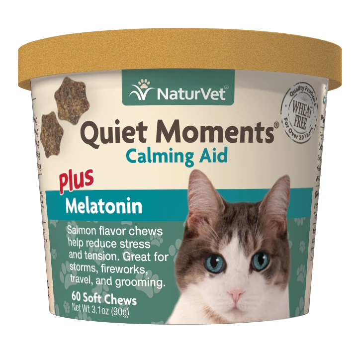 NaturVet Quiet Moments Cat Calming Aid Supplements, Pack of 60 Soft Chews ()