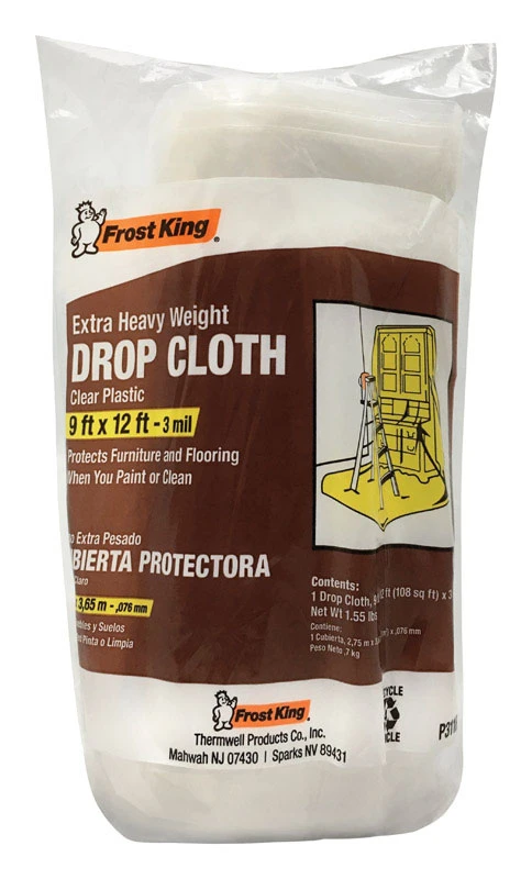 9 Ft. W X 12 Ft. L X 3 Mil Plastic Drop Cloth 1 Pk - Model P311r