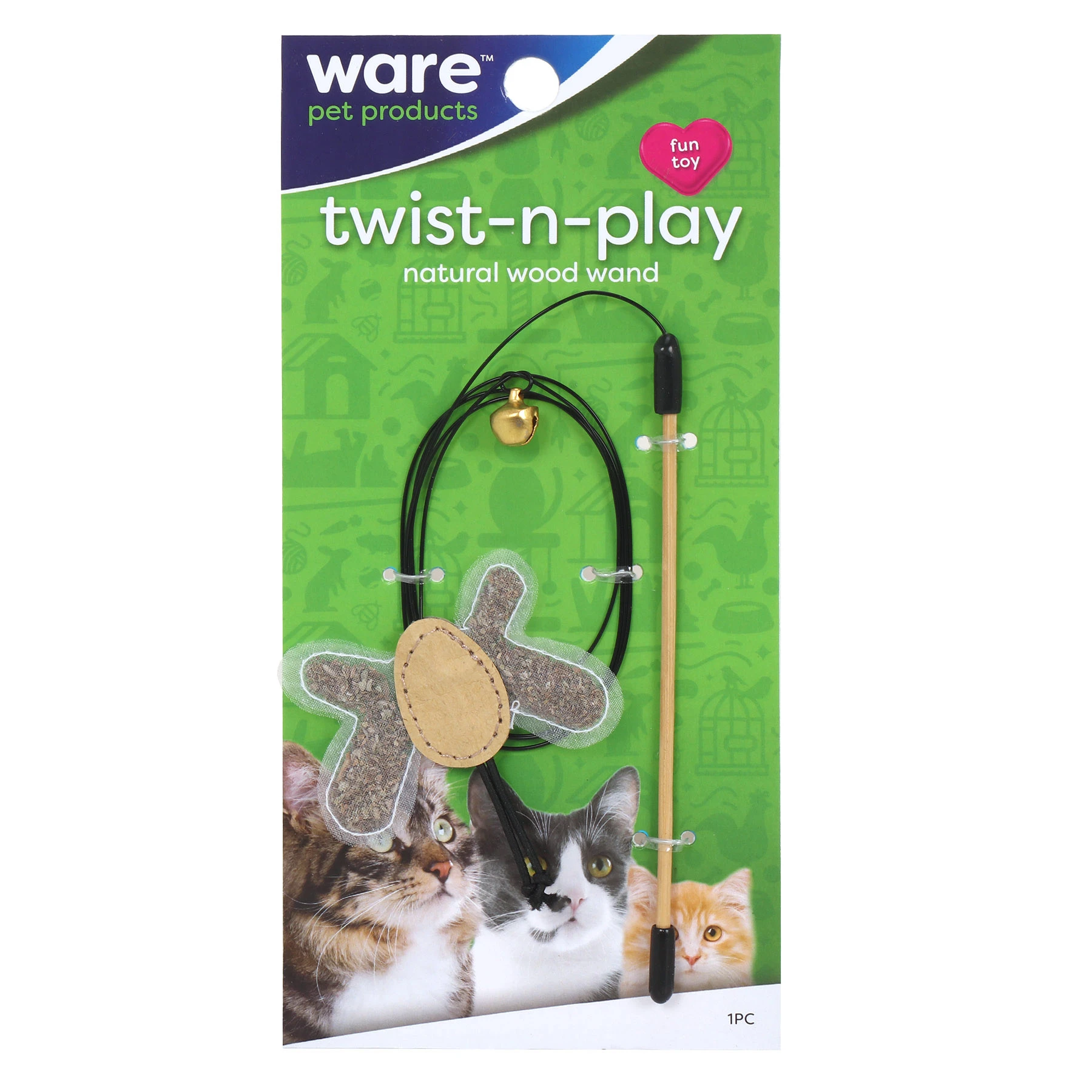 Twist-n-play Natural Wood Wand Cat Toy - Model 10932