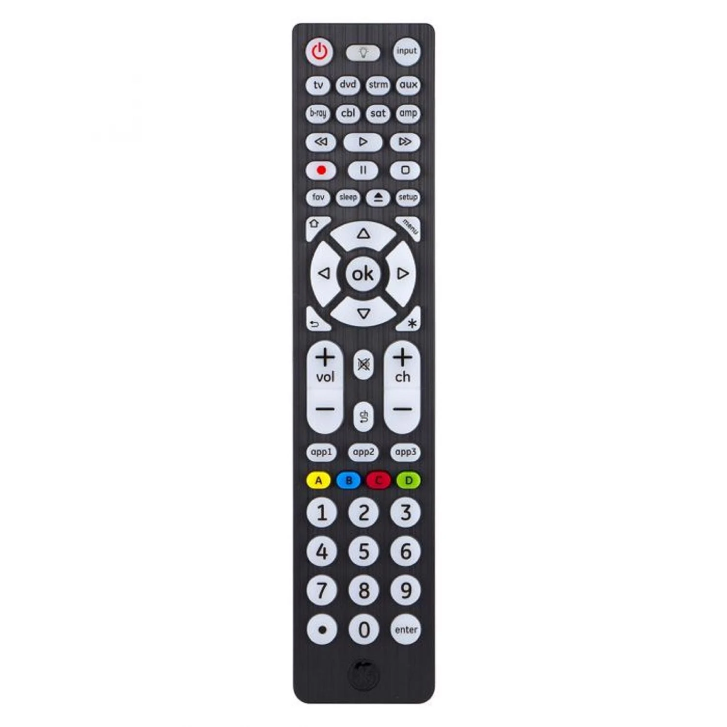 Programmable Universal Remote Control For 8 Devices, Model 37123, Black