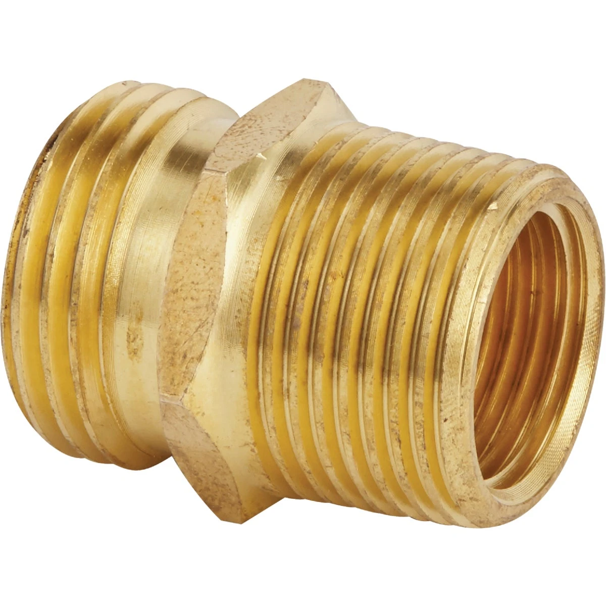 3/4 In. Mht X 3/4 In. Mpt X 1/2 In. Fpt Brass Non-swivel Hose Connector