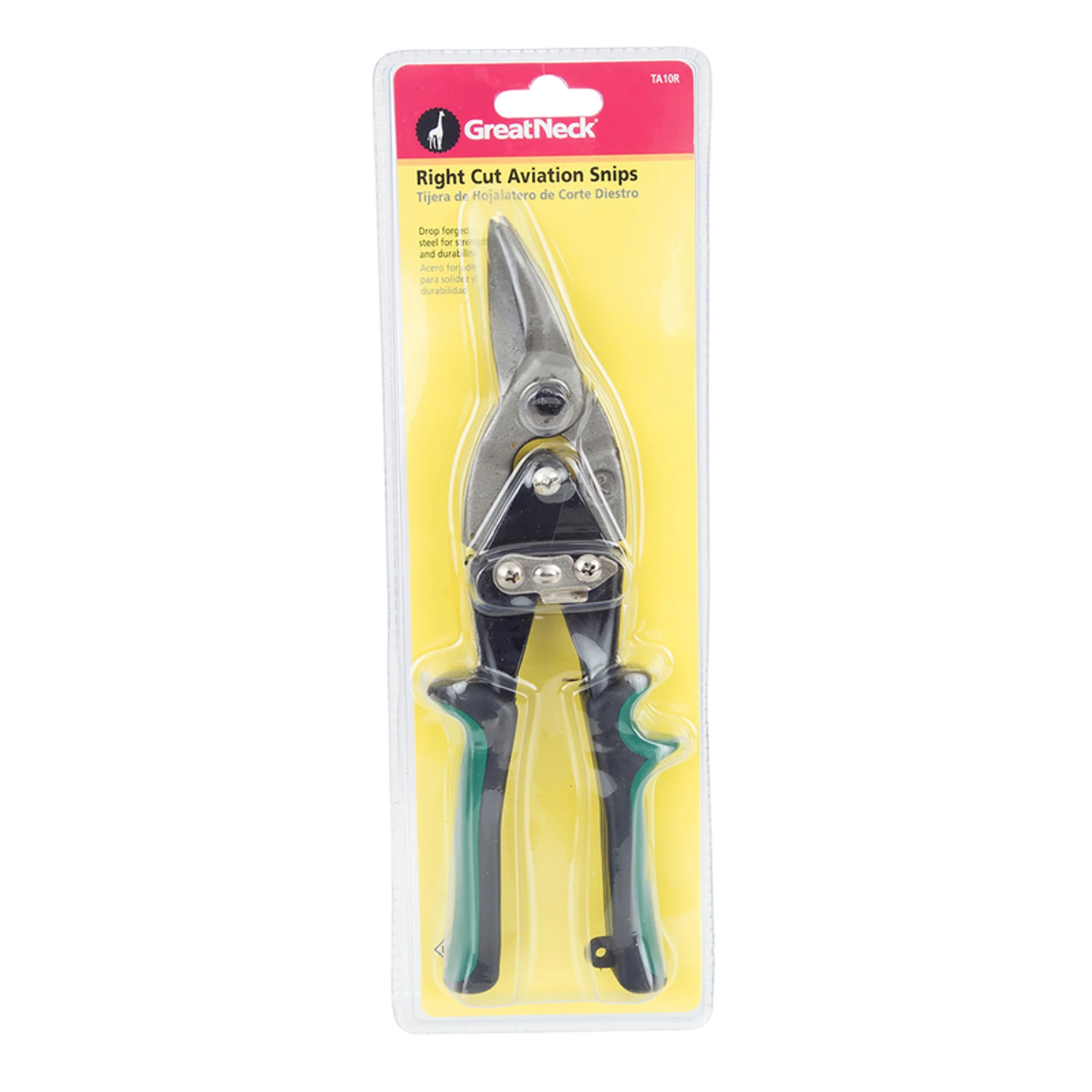 10 In. Right Cut Aviation Snip Ta10r - High-leverage Steel Cutting Tool