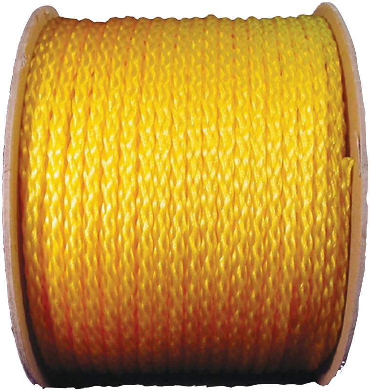 1/4 In. Diameter X 1000 Ft. Length Yellow Hollow Braided Poly Rope