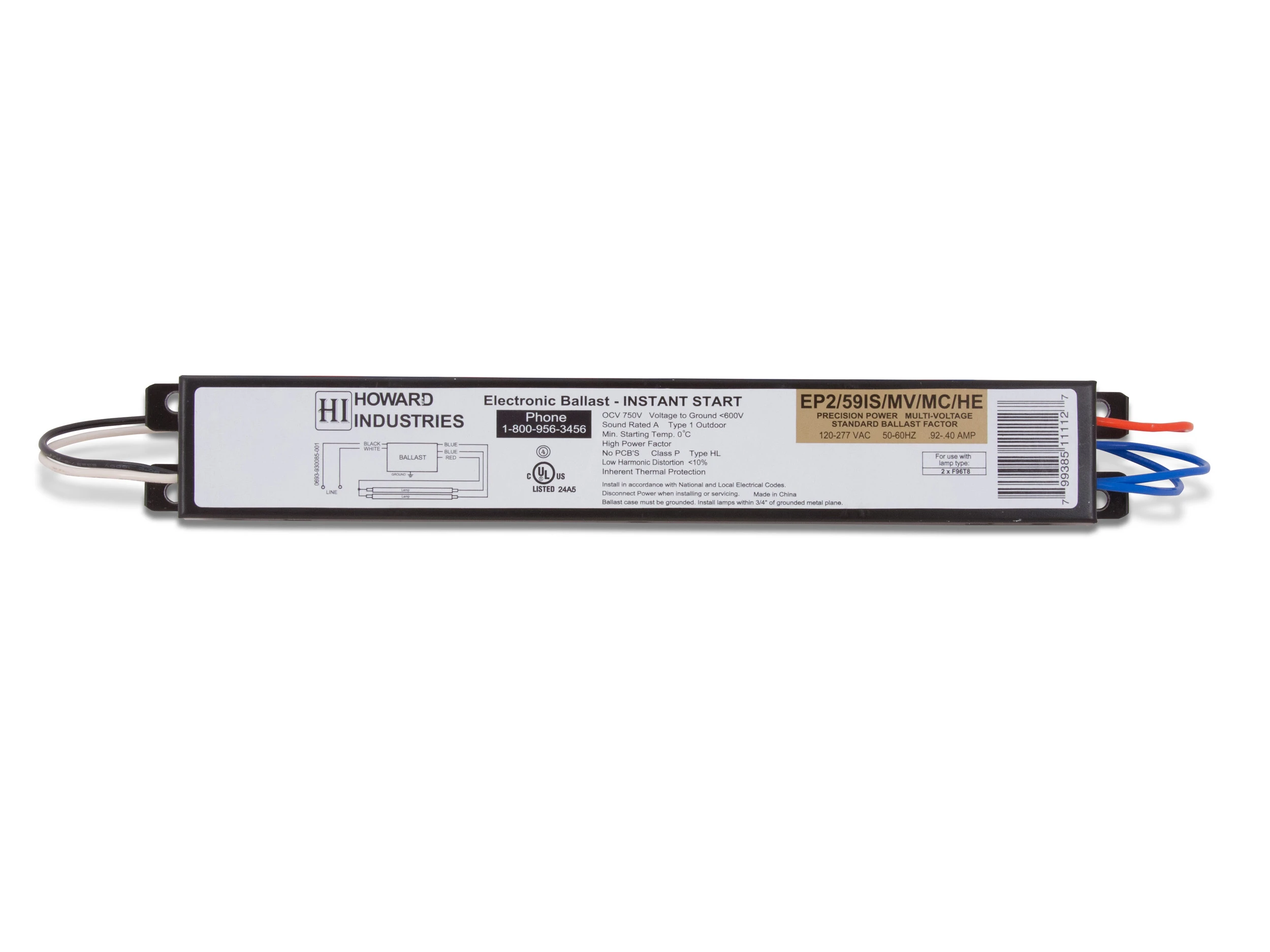 Ep2-59is-mv-mc-he Electronic Ballast For F96t8 Lamps, 2 Lamp, Multi-volt