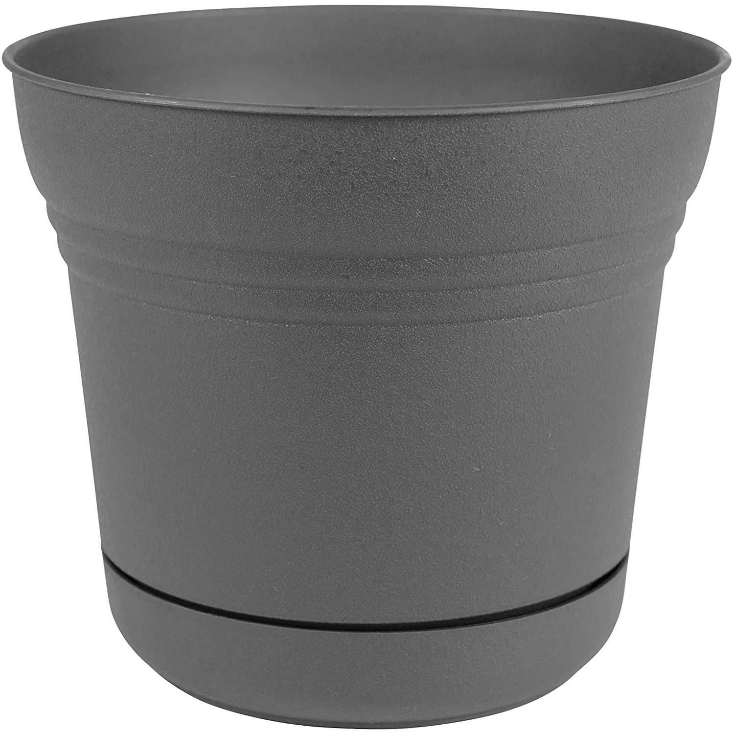Saturn 10.75 In. H X 12.25 In. D Polyresin Classic Textured Planter Charcoal