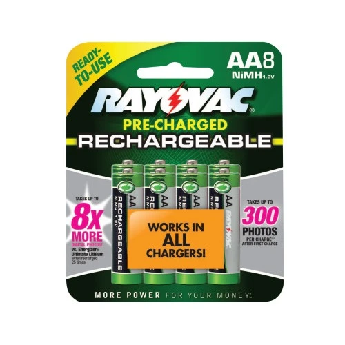 Aa Rechargeable Battery, Nimh, Precharged, 8/pk