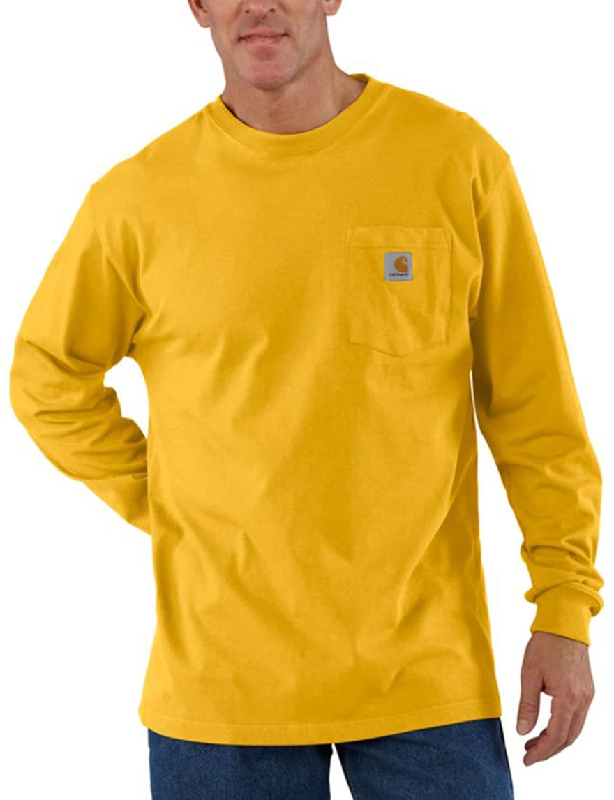 Men's Tall X-large Dark Brown Cotton Long-sleeve Pocket T-shirt