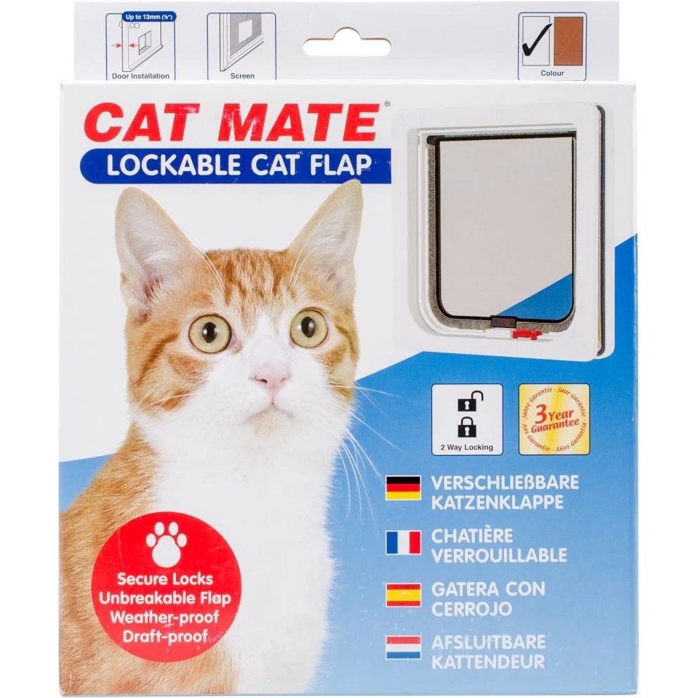 Lockable Cat Flap, White, 7.6" W X 7.8" H, Model 304