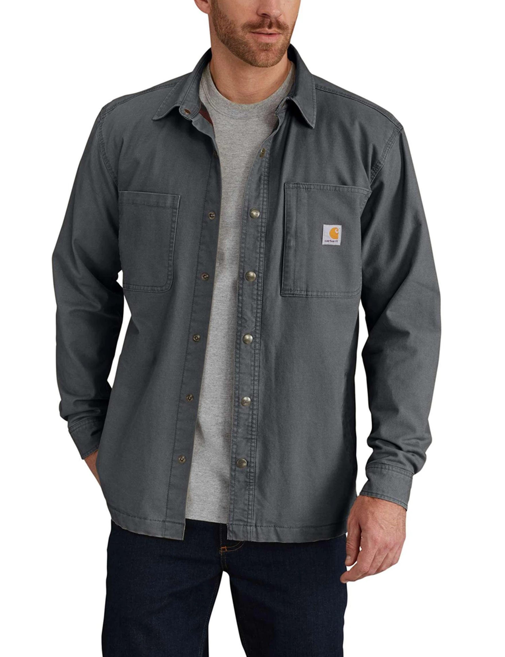 Men's Rugged Flex Rigby Fleece-lined Shirt Jacket - Large - Shadow
