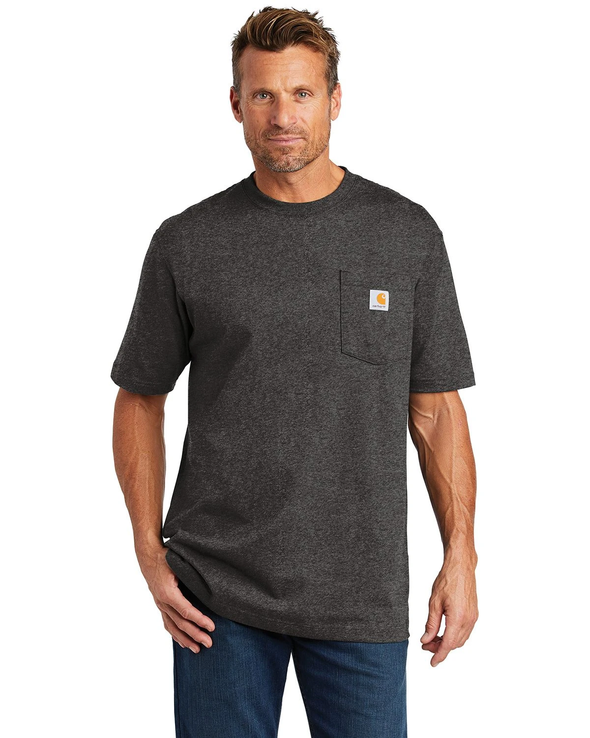 Men's Loose Fit Heavyweight Short-sleeve Pocket T-shirt - Large - Carbon Heather
