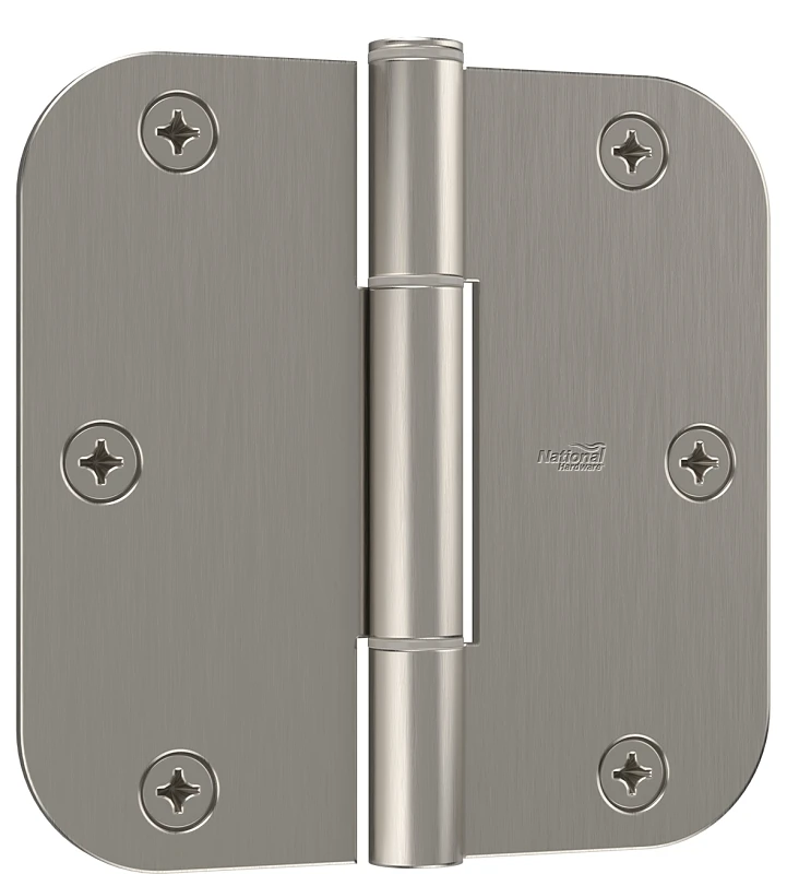 SqueakGuard Door Hinges, 1/4 In. Round Corners, Satin Nickel, 3-1/2 In., 3-Pk.