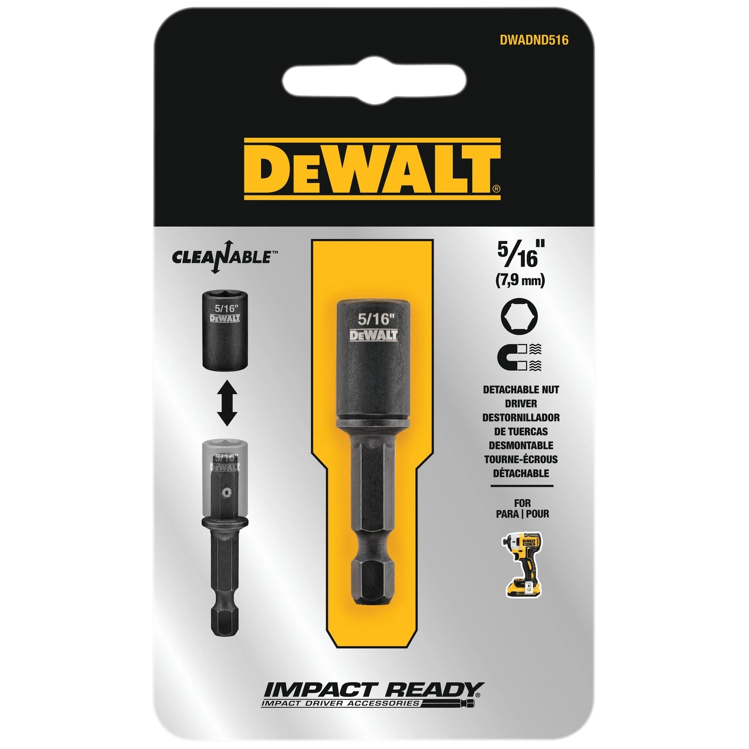 Impact Ready Cleanable Nut Driver, 5/16 In.
