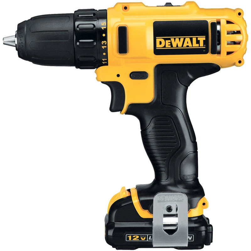 12-Volt Compact Cordless Drill Driver Kit with 3/8-Inch Chuck and 2 Lithium-Ion Batteries