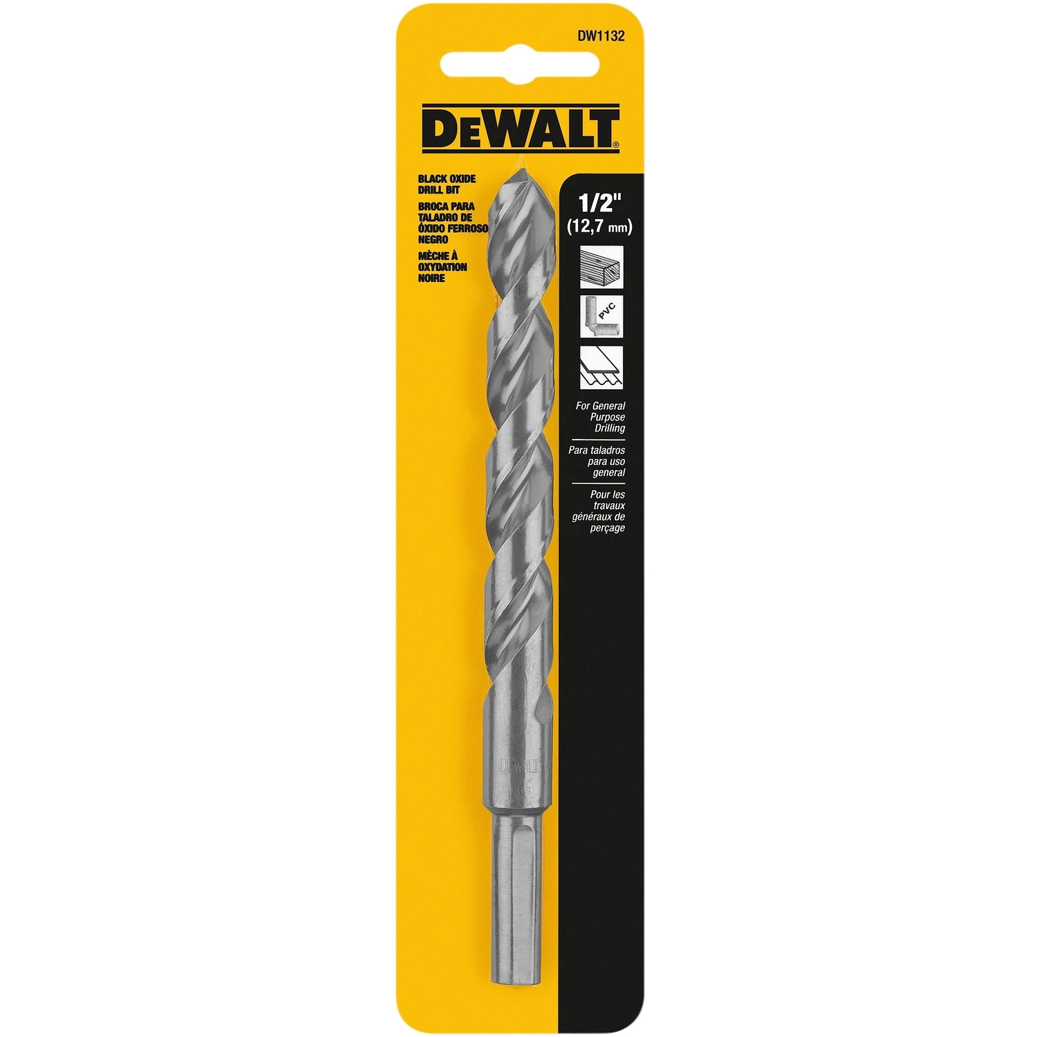 Black & Gold 1/2 In. X 6 In. L High Speed Steel Split Point Drill Bit
