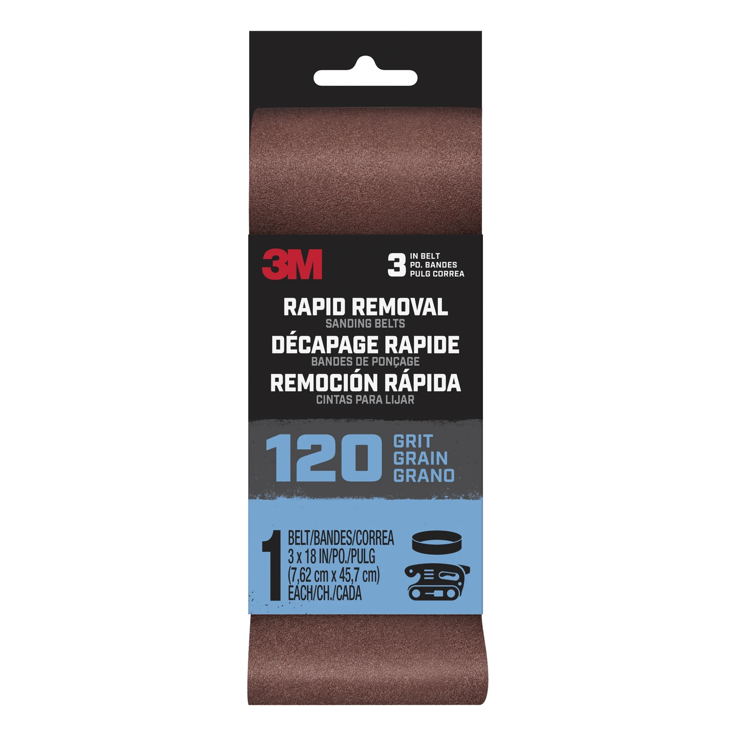 Power Sanding Belt 120 Grit 3 Inches by 18 Inches