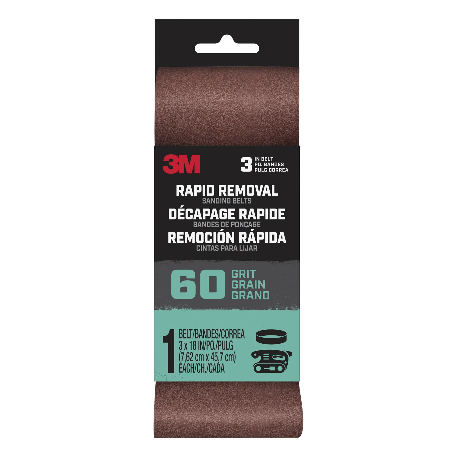Rapid Removal 3 In. X 18 In. Aluminum Oxide Sanding Belt 60 Grit