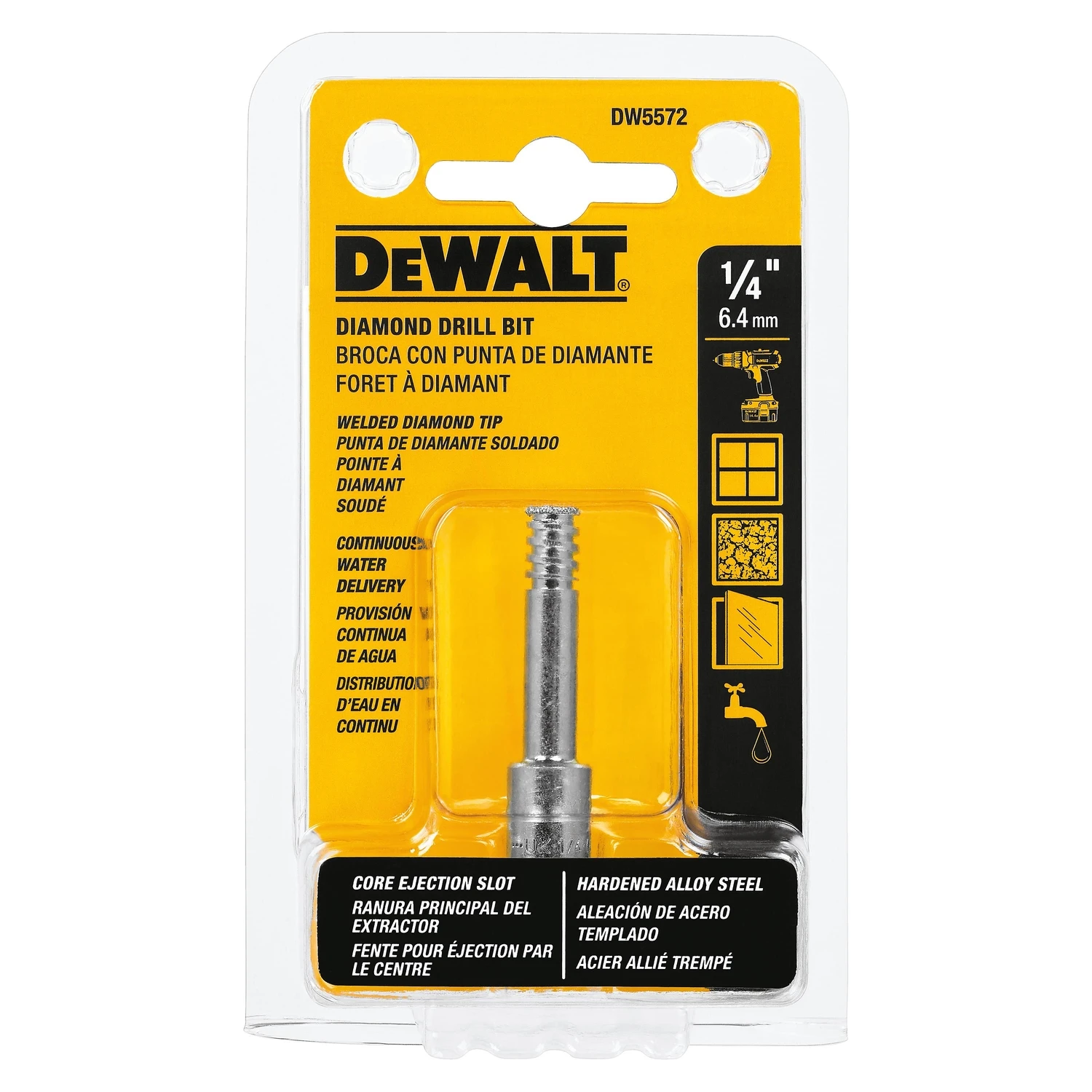 Diamond Tip Tile Drill Bit, 0.25 Inch Diameter for Precision Drilling