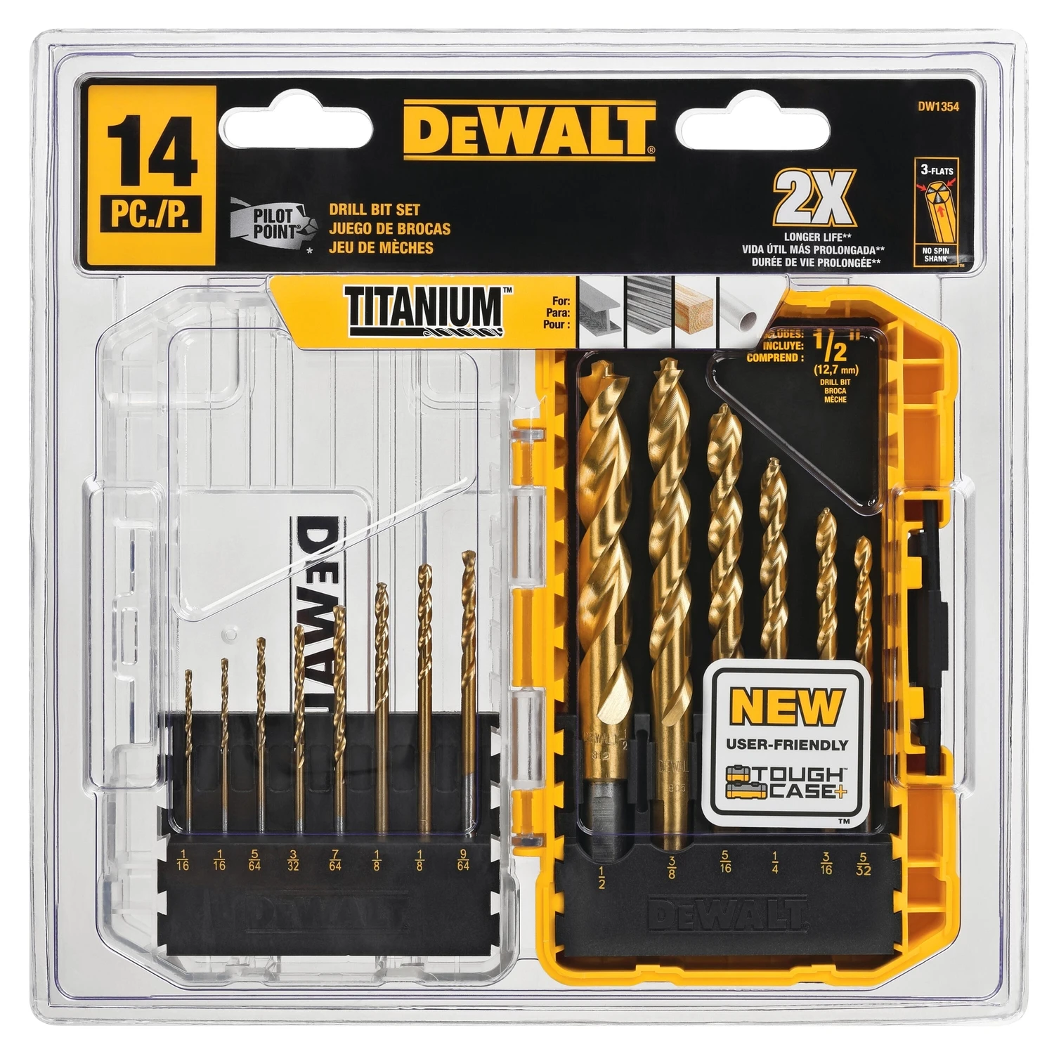 14-piece Titanium Pilot Point Drill Bit Set With Tough Case