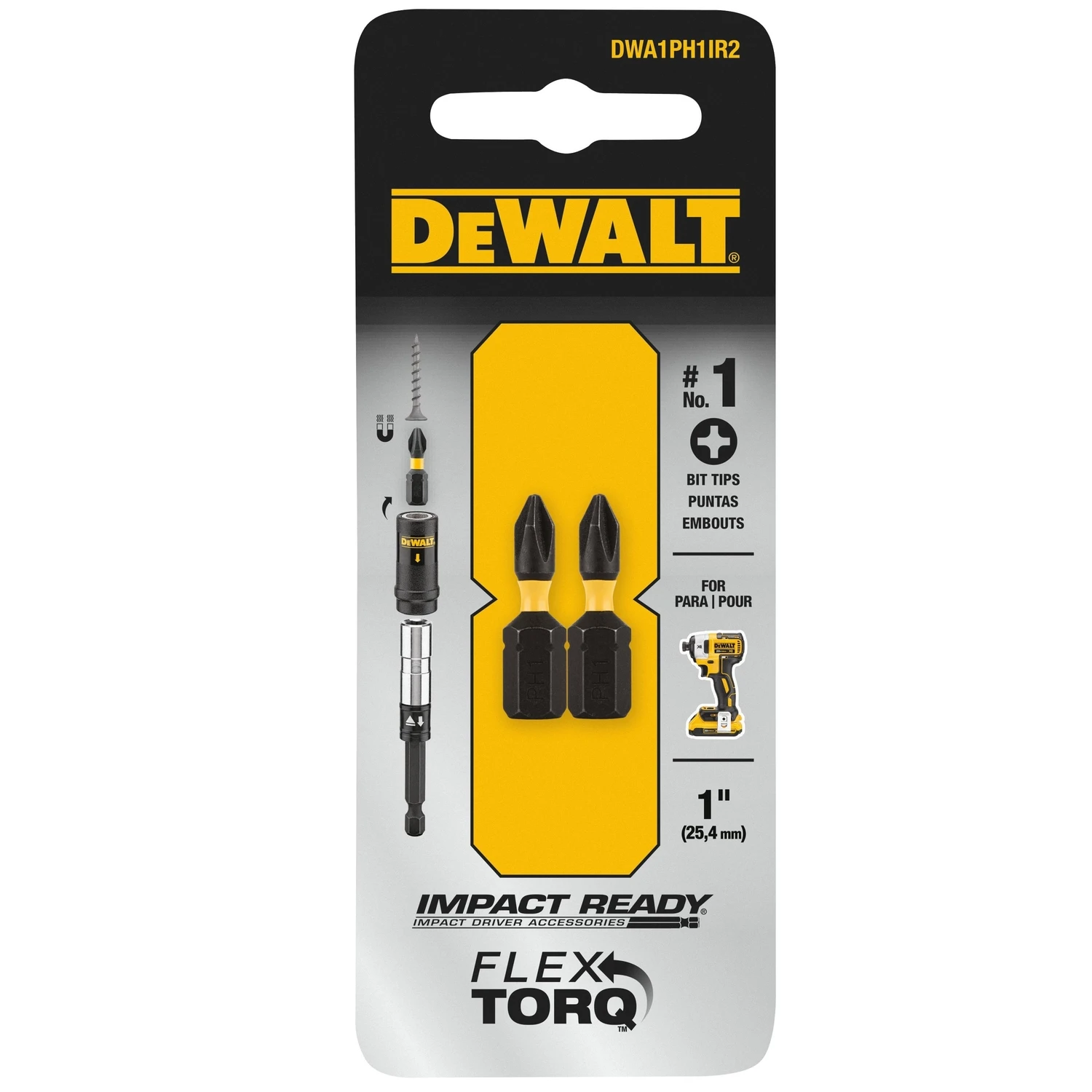 Impact Ready Bit Tip, #1 Phillips, 2-Pk.