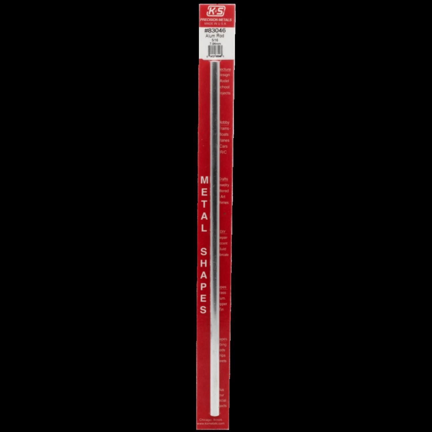 K&S 12 in. L X 5/16 in. D Aluminum Rod 1 pk