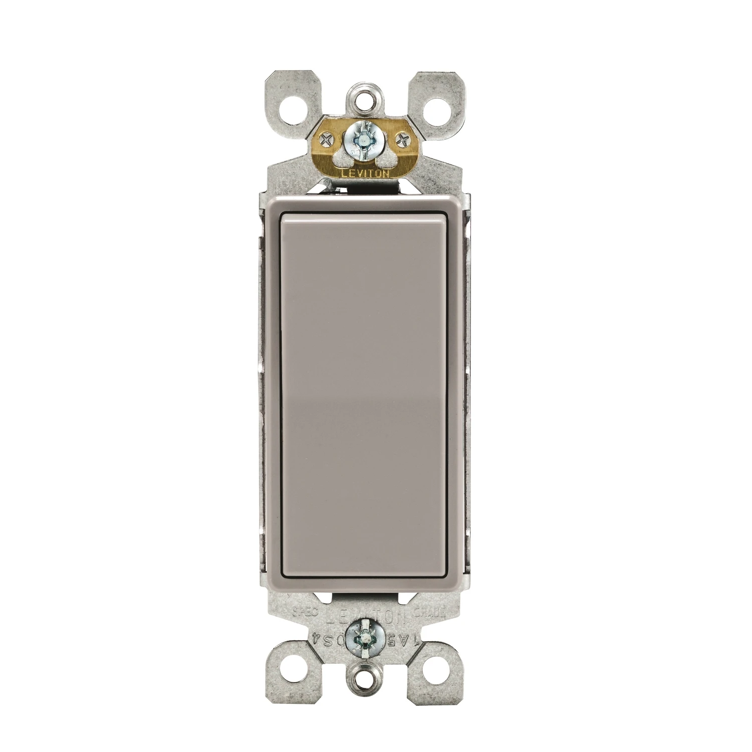 Leviton Decora 15 amps Single Pole Rocker AC Quiet Switch Gray 1 pk