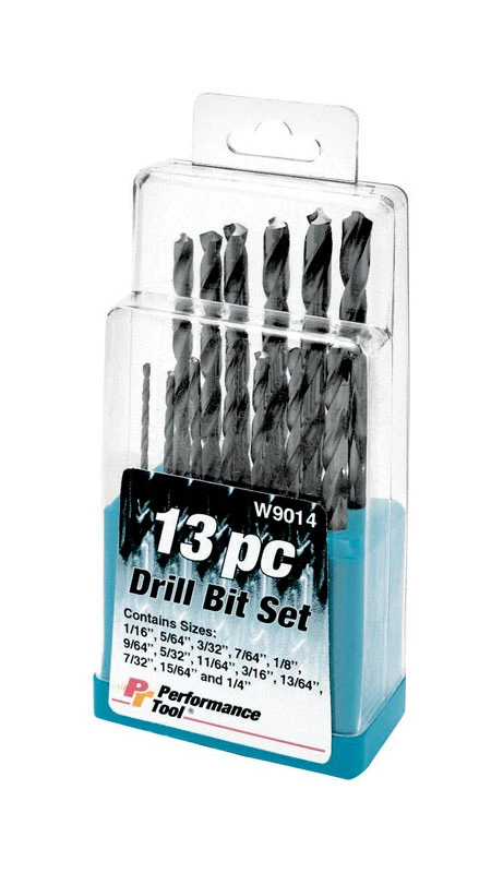 High Speed Steel Drill Bit Set With Hex Shank - 13 Pieces