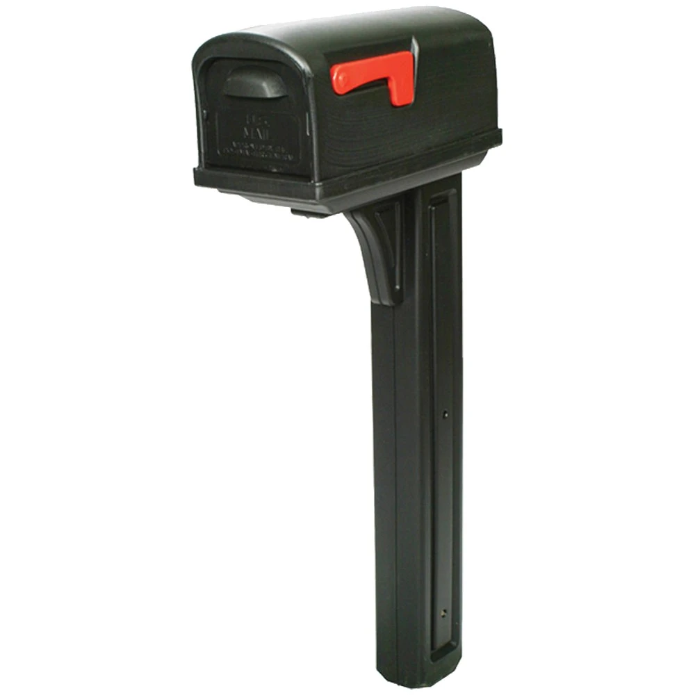 Solar Group Cl10000b Deluxe Black Plastic Mailbox And Post Combo With Rear Door