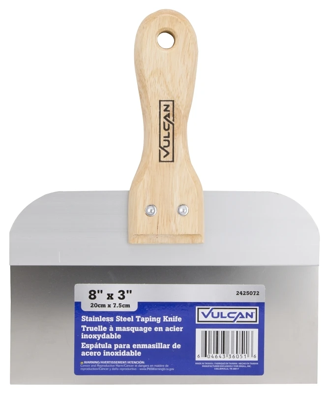 36051 Stainless Steel Drywall Taping Knife, 8 Inch With Wood Handle