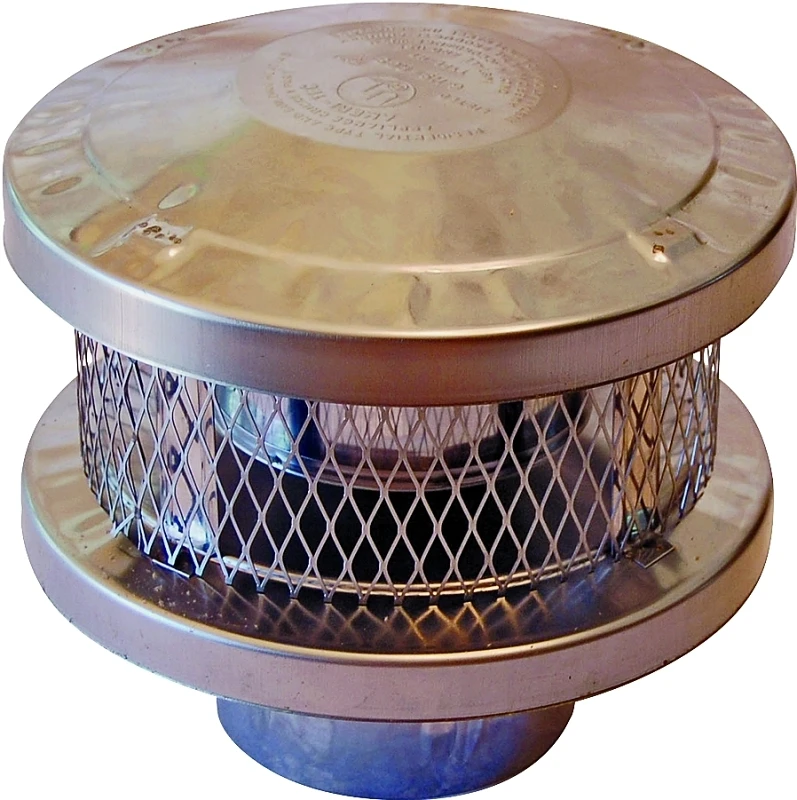 6 Inch Round Vent Cap - 3 Wall Construction With Spark Arrestor