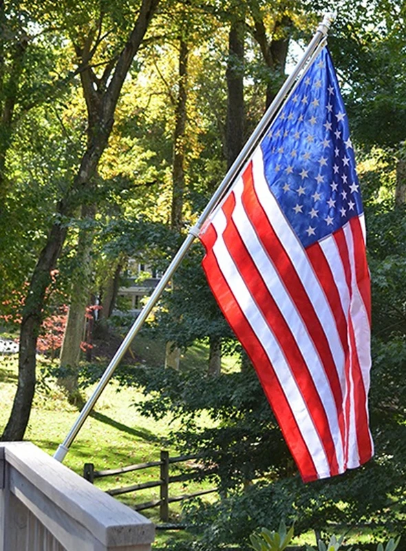 6' Nylon Us Flag Kit With Aluminum Pole And Mounting Hardware