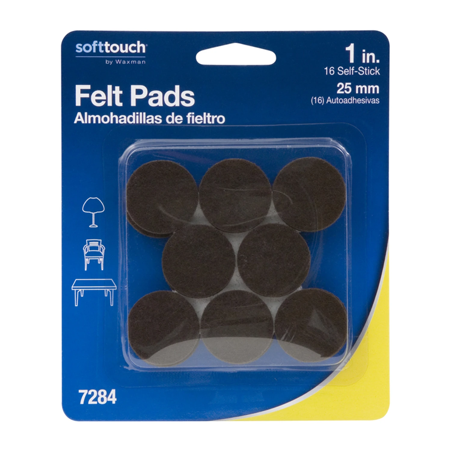 Soft Touch Felt Pads, Brown, 1 Inch - WAXMAN INDUSTRIES INC.