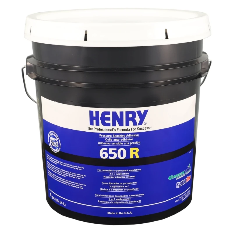 Henry 650r Releasable Bond Pressure Sensitive Fiberglass Sheet Vinyl Floor Adhesive, 4 Gallon